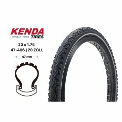 20 Zoll Kenda Fahrrad Reifen 20x1.75 BMX Kinder Rad 47-406 K-Shield Reflex Streifen