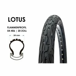 20 Zoll LOTUS Fahrrad Reifen 20x2.125 BMX Bike 54-406 Flamme Profil Schwarz