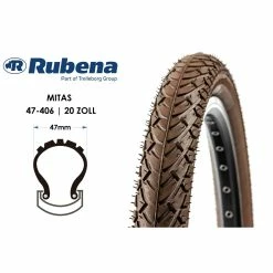 Rubena 20 Zoll MITAS Fahrrad Reifen 20x1.75 Touren City Bike 47-406 Braun