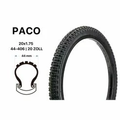 20 Zoll Paco Fahrrad Reifen 44-406 MTB 20x1.75 BMX Tire Schwarz