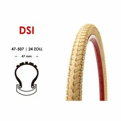 24 Zoll DSI Fahrrad Reifen 24x1.75 City Trekking Bike 47-507 Creme