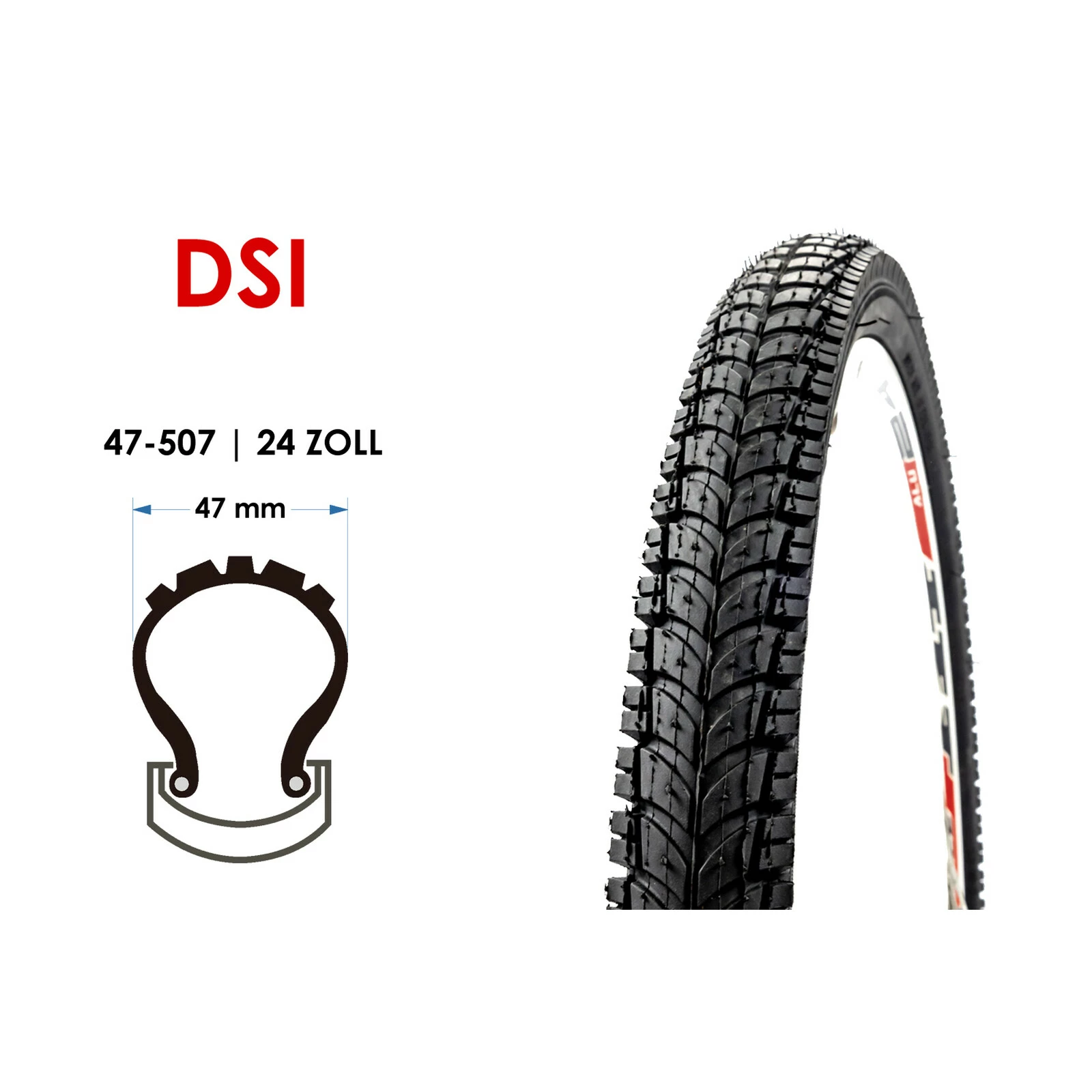 24 Zoll DSI Fahrrad Reifen 24x1.75 City Trekking Bike 47-507 Schwarz 3 24 Zoll DSI Fahrrad Reifen 24x1.75 City Trekking Bike 47-507 Schwarz