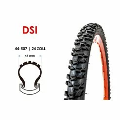 24 Zoll DSI Fahrrad Reifen 24x1.75 Mountain Bike MTB 44-507 Schwarz Stolle