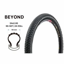 Beyond 24 Zoll Fahrrad Reifen 50-507 Mountain Bike MTB 24x2.00 Tire Schwarz REFLEX
