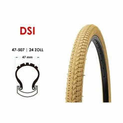 24 Zoll Fahrrad Reifen DSI 24x1.75 City Bike 47-507 Wire Tire Creme