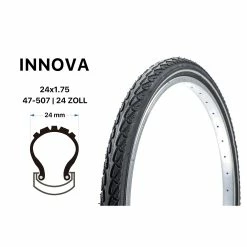 24 Zoll Fahrrad Reifen INNOVA City Bike Trekking 47-507 Schwarz Reflex 24x1.75