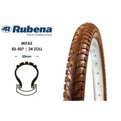 Rubena 24 Zoll Fahrrad Reifen MITAS 24x1.95 City Touren Bike 50-507 Braun