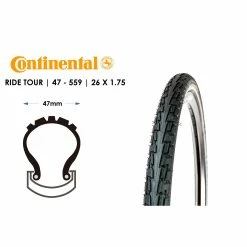 26 Zoll CONTINENTAL Ride Tour 47-559 Fahrrad Reifen 26x1.75 Pannenschutz E25 Reflex