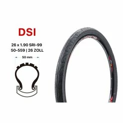 26 Zoll DSI Fahrrad Reifen 50-559 City Bike MTB 26x1.90 Schwarz