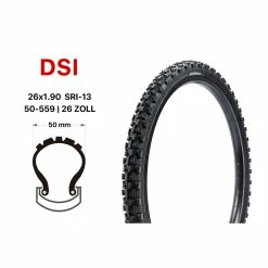26 Zoll DSI Fahrrad Reifen 50-559 Mountain Bike MTB 26x1.90 Schwarz SRI-13