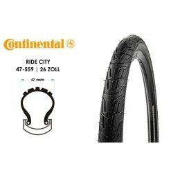 26 Zoll Fahrrad Reifen Continental Ride City 26x1.75 Tire Mantel 47-559 Reflex
