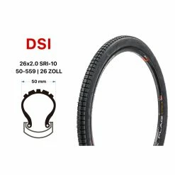 26 Zoll Fahrrad Reifen DSI 50-559 City MTB Trekking Bike 26x2.0 Tire Schwarz