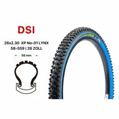 26 Zoll Fahrrad Reifen DSI Lynx 26x2.30 Mountain Bike MTB 58-559 Schwarz Blau