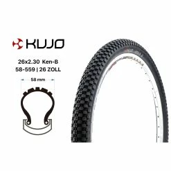 26 Zoll KUJO Ken-B Reifen 26x2.30 MTB Dirt Street Tire 58-559 Black