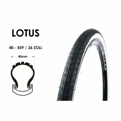 26 Zoll LOTUS 40-559 Fahrrad City Trekking Reifen 26x1.50 Mantel Tire Weiss Wand B-Ware