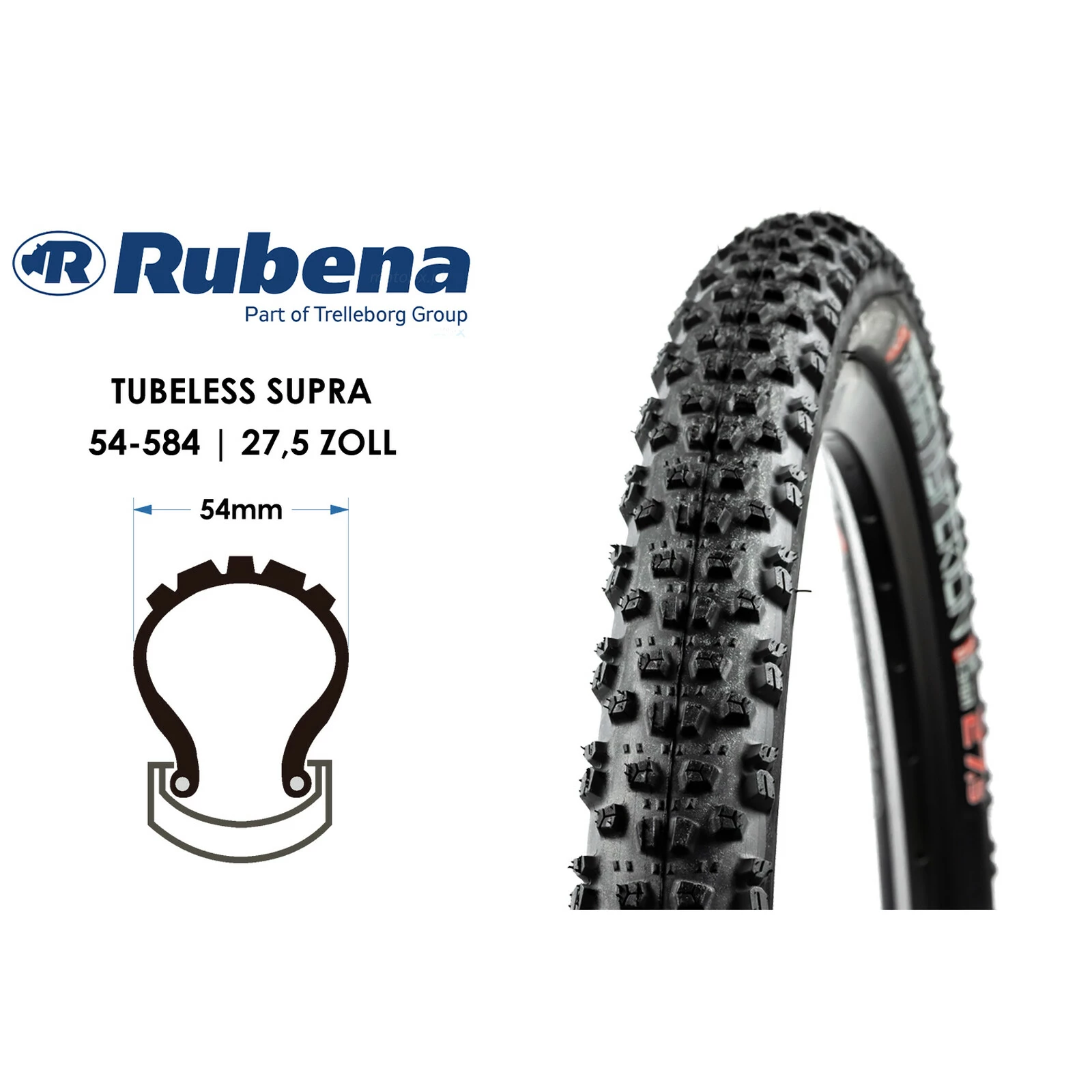 27.5 Fahrrad Reifen RUBENA Hyperion Top Design MTB 27.5x2.10 Faltreifen TLR 54-584 3 27.5 Fahrrad Reifen RUBENA Hyperion Top Design MTB 27.5x2.10 Faltreifen TLR 54-584