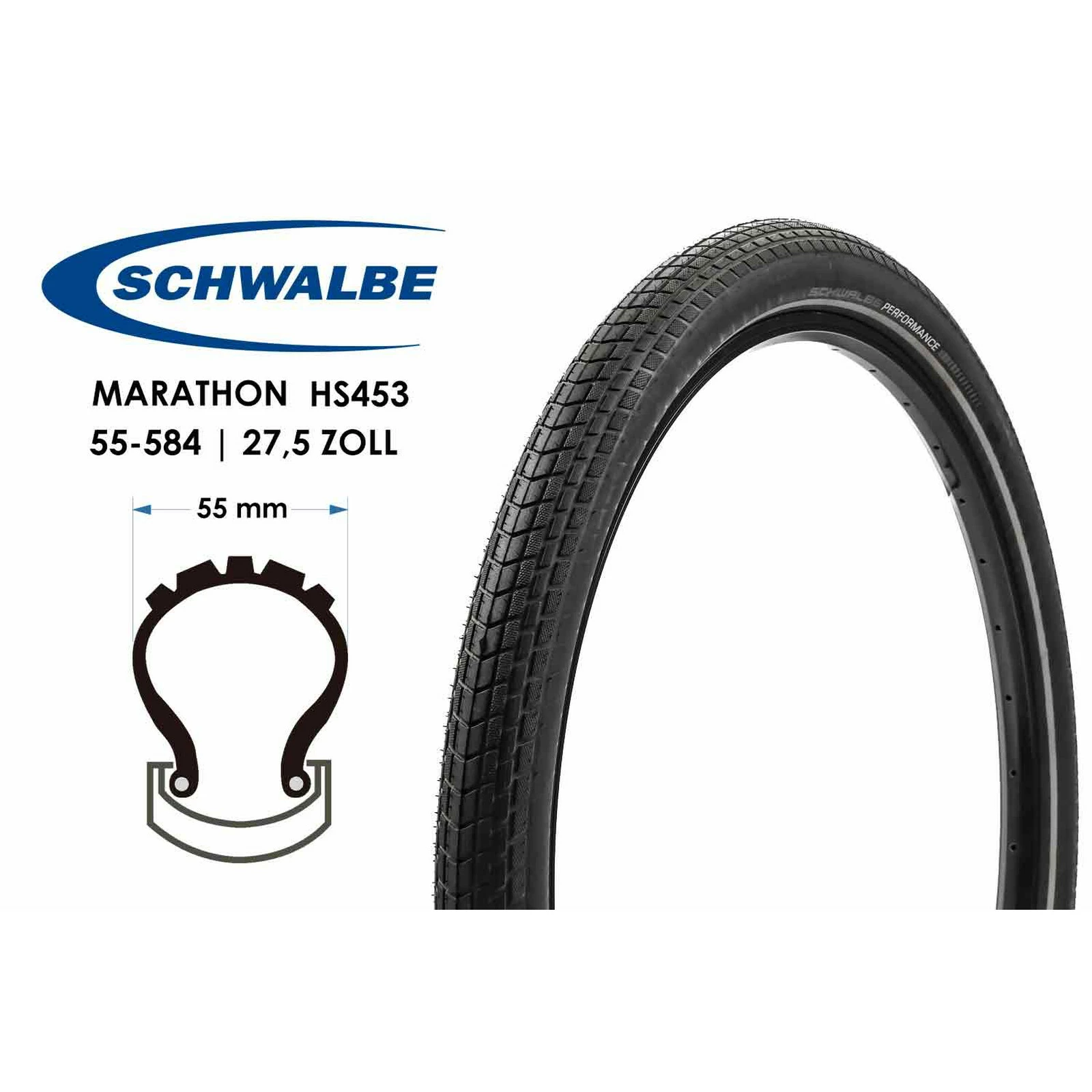 27.5 Zoll Schwalbe Marathon Almotion Performance 27.5x2.15 HS453 Reflex 55-584 E25-Ready 3 27.5 Zoll Schwalbe Marathon Almotion Performance 27.5x2.15 HS453 Reflex 55-584 E25-Ready