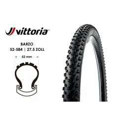 27.5 Zoll Vittoria Barzo Fahrrad Falt Reifen 27.5x2.1 MTB 52-584 TLR Schwarz