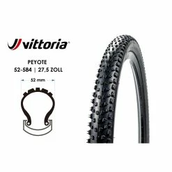 27.5 Zoll Vittoria Peyote Fahrrad Falt Reifen 27.5x2.1 MTB 52-584 TLR Schwarz