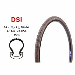 DSI 28 Zoll 28x1.6 Fahrrad Reifen 28x1 5/8x1 3/8 City Trekking 37-622 Braun