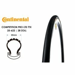 28 Zoll Continental Competition Pro LTD TTX Rennrad Reifen 25-622 Time Trial Wettkampf