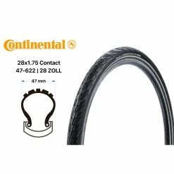 28 Zoll Continental Contact Fahrrad Reifen 47-622 City Bike 28x1.75 Safety System E25 Reflex