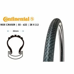 28 Zoll CONTINENTAL Ride Cruiser 55-622 Fahrrad City Retro Reifen 28x2.2 Pannenschutz E25