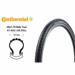 28 Zoll Continental Ride Tour Fahrrad Reifen 47-622 City Trekking 28x1.75 REFLEX STREIFEN