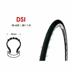 DSI 28 Zoll Fahrrad Reifen 25-622 Rennrad 28x1 5/8x 1 1/16 Race Tire Mantel Schwarz