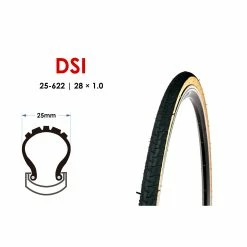 DSI 28 Zoll Fahrrad Reifen 25-622 Rennrad 28x1 5/8x 1 1/16 Retro Tire Mantel Braun