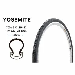 Yosemite 28 Zoll Fahrrad Reifen 40-622 City Trekking Bike 28x1.6 Tire Mantel Schwarz