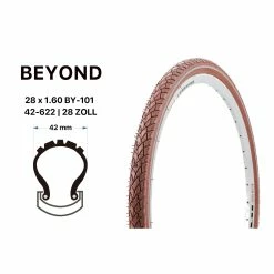 Beyond 28 Zoll Fahrrad Reifen 42-622 RETRO City Trekking Bike 28x1.60 Braun Reflex