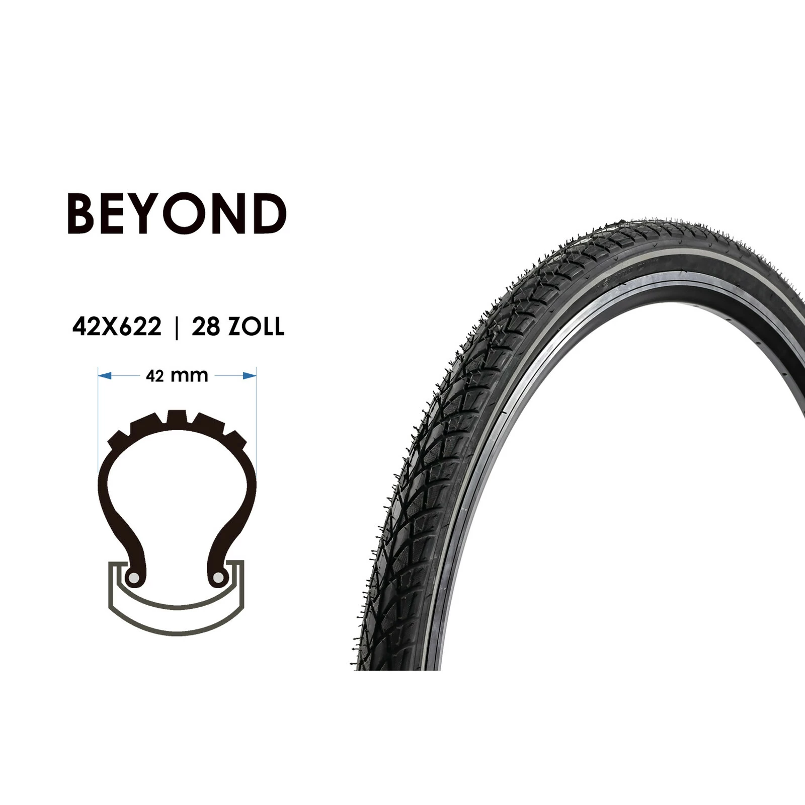 28 Zoll Fahrrad Reifen Beyond 28x1.60 Tire City Trekking 42-622 Reflex 3 28 Zoll Fahrrad Reifen Beyond 28x1.60 Tire City Trekking 42-622 Reflex