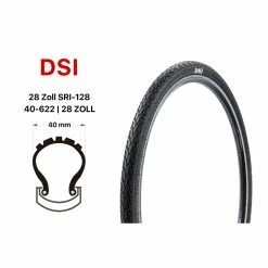 28 Zoll Fahrrad Reifen DSI 40-622 City Trekking Bike Mantel Decke Tire Schwarz