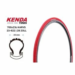 28 Zoll KENDA KARVS Fahrrad Falt Reifen 23-622 Tire 700x23c Folding Tire Rot B-Ware