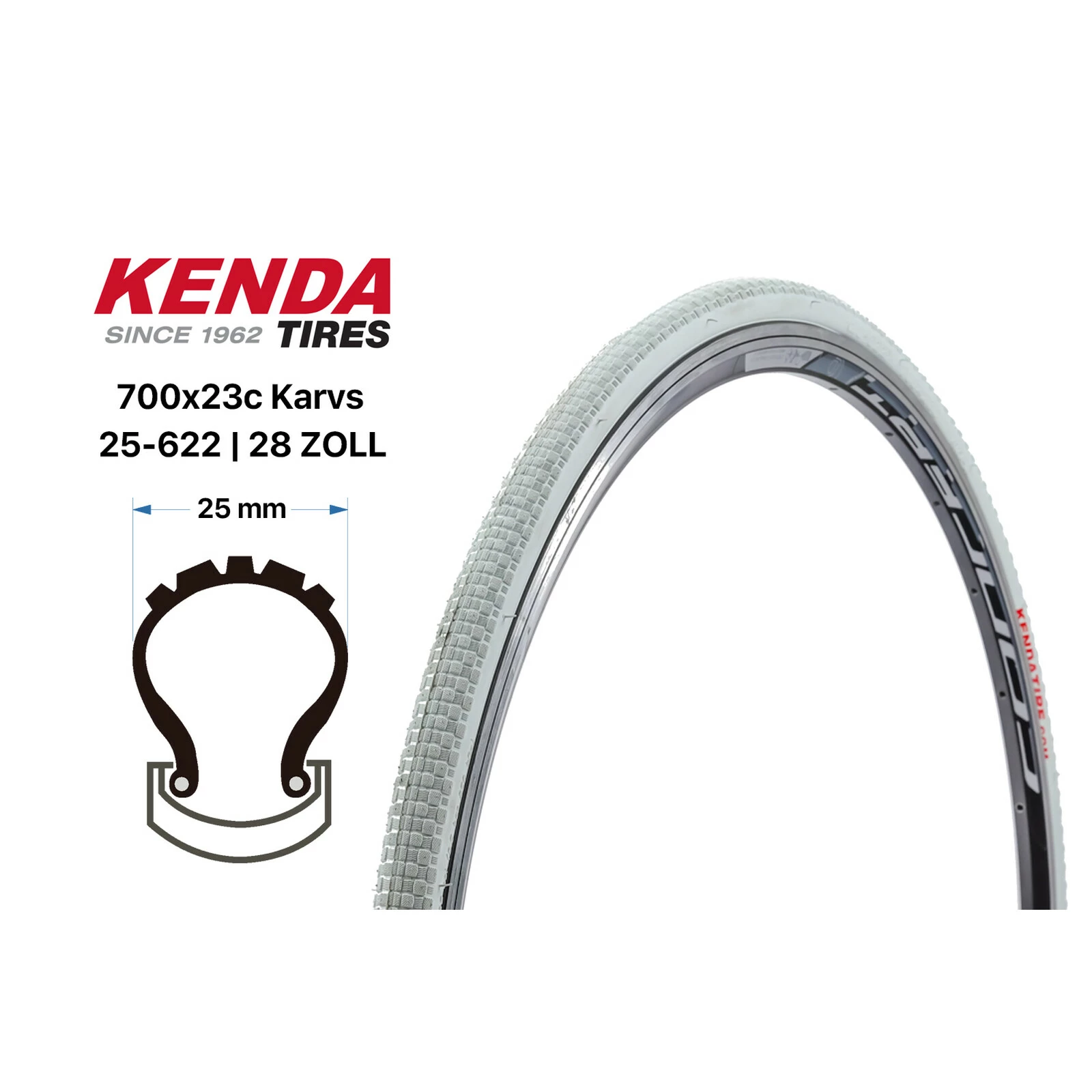 28 Zoll KENDA KARVS Rennrad Faltreifen Fahrrad 25-622 Folding Tire Weiss B-Ware 3 28 Zoll KENDA KARVS Rennrad Faltreifen Fahrrad 25-622 Folding Tire Weiss B-Ware