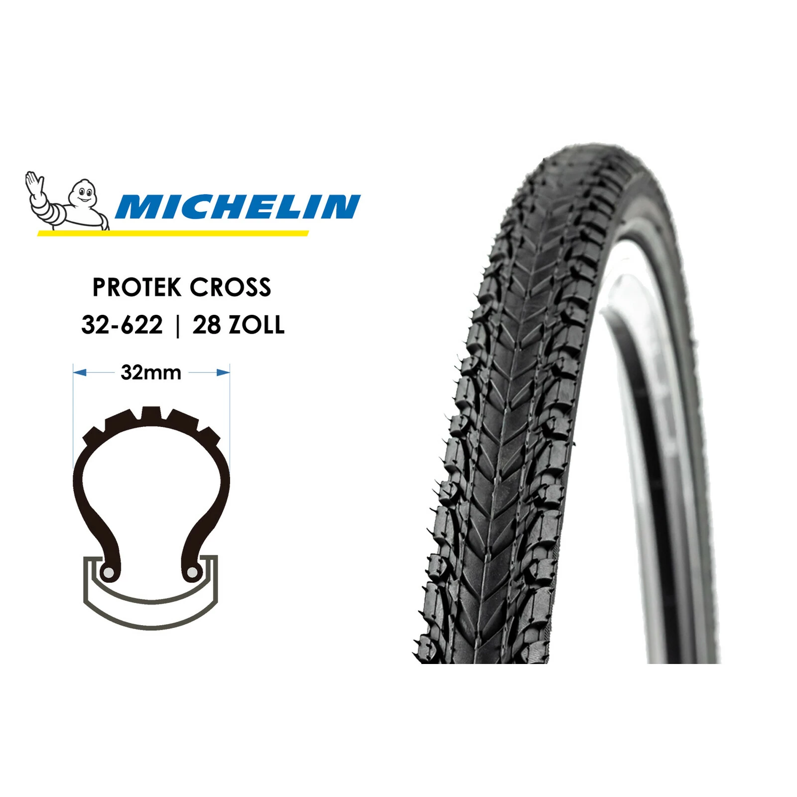 28 Zoll MICHELIN Protek Cross Fahrrad Reifen 32-622 Pannenschutz Mantel Tire Reflex 3 28 Zoll MICHELIN Protek Cross Fahrrad Reifen 32-622 Pannenschutz Mantel Tire Reflex