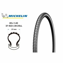 28 Zoll MICHELIN Protek Cross Fahrrad Reifen 37-622 Pannenschutz Mantel Decke Tire Reflexstreifen 700x35 C
