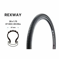 28 Zoll REXWAY Fahrrad Reifen 47-622 City Trekking Bike Stadtrad 28x1.75 REFLEX