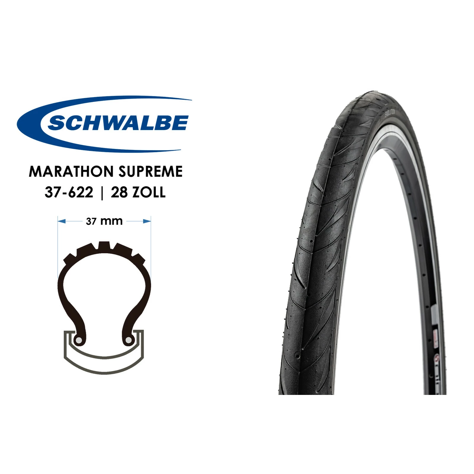 28 Zoll Schwalbe Marathon Supreme EVOLUTION 28x1.40 Fahrrad Falt Reifen V-Guard 37-622 Reflex E25 3 28 Zoll Schwalbe Marathon Supreme EVOLUTION 28x1.40 Fahrrad Falt Reifen V-Guard 37-622 Reflex E25