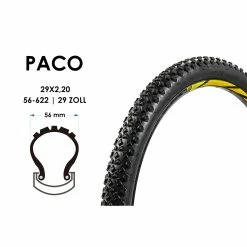 29 Zoll Fahrrad MTB Reifen PACO 29x2.20 Tire 56-622 Schwarz