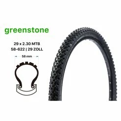 29 Zoll Greenstone Fahrrad Reifen 58-622 Mountain Bike MTB 29x2.30 Schwarz