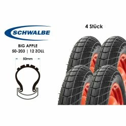 4 Stück 12 Zoll Fahrrad Seifenkisten Reifen Schwalbe 50-203 Big Apple 12x2.0