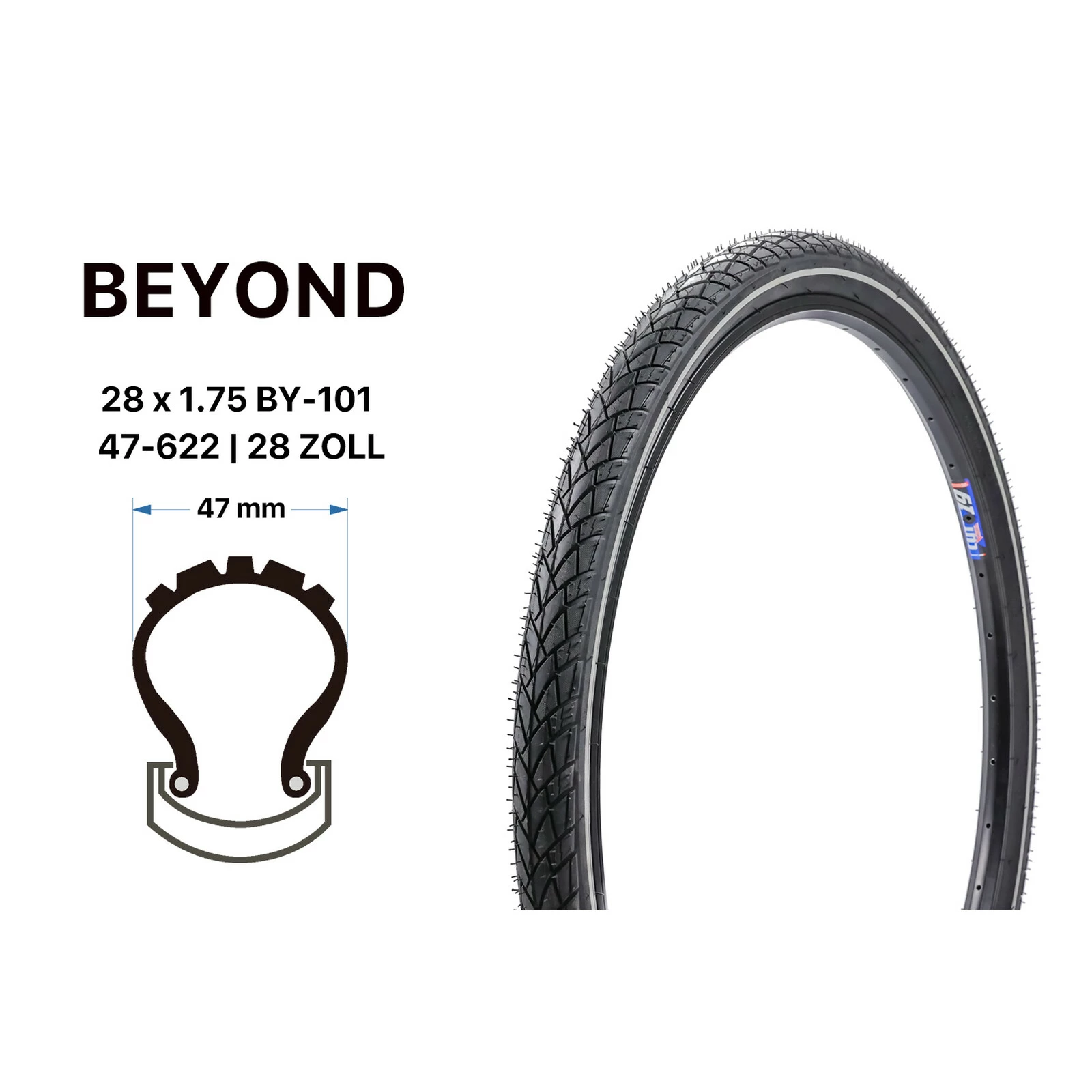 Fahrrad Reifen Beyond 47-622 E-Bike City Bike 28x1.75 Reflex Pannensicher E25 3 Fahrrad Reifen Beyond 47-622 E-Bike City Bike 28x1.75 Reflex Pannensicher E25